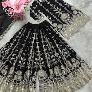 white christmas dresses Classic Black Sharara Set – Kiara's Closet