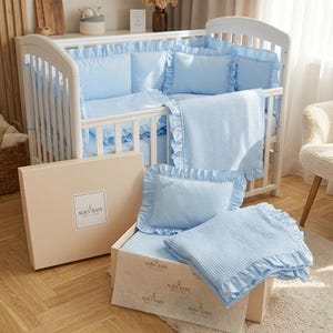 Juego de ropa de cama para bebé personalizado / Sábana de cuna, manta y funda de almohada de algodón OEKO-TEX