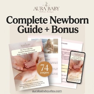The First 3 Months Complete Newborn Guide + FREE Bonus | Digital PDF | Sleep Feeding Development | Hospital Bag Checklist | New Mom Gift