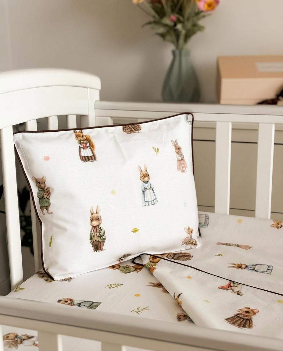 Lot De 2 Taies D'oreiller Décoratives 45x45cm Avec Motifs Lapins Multicolores - Tissu Lin