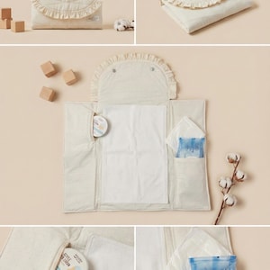 Wickelunterlage Unterwegs, Portable Baby Changing Mat, Faltbare Wickelmatte, Personalisiertes Babygeschenk, Cotton Diaper Pad