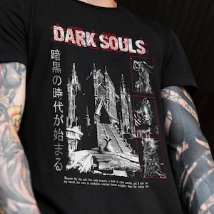 Camiseta Fogueira Fantasia Sombria – Camiseta Unissex Inspirada em Soulsborne | Camiseta com Estampa Gamer | Presente para Gamers.