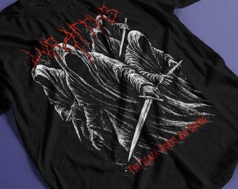 Schwarze Reiter T-Shirt • Dunkle Fantasiegrafik • Metall Stil Shirt • Gothic Rider T-Shirt • Wraiths Shirt.