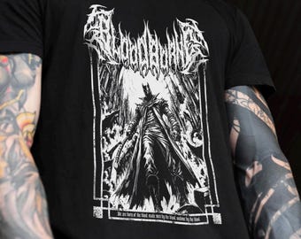 Soulsborne Inspired T-shirt | Gothic Hunter Metal Shirt | Dark Fantasy Videogame.
