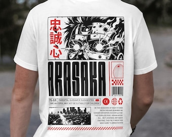 Camiseta gráfica de calle de neón futurista / Camiseta estilo cyberpunk unisex / Ropa técnica retro.