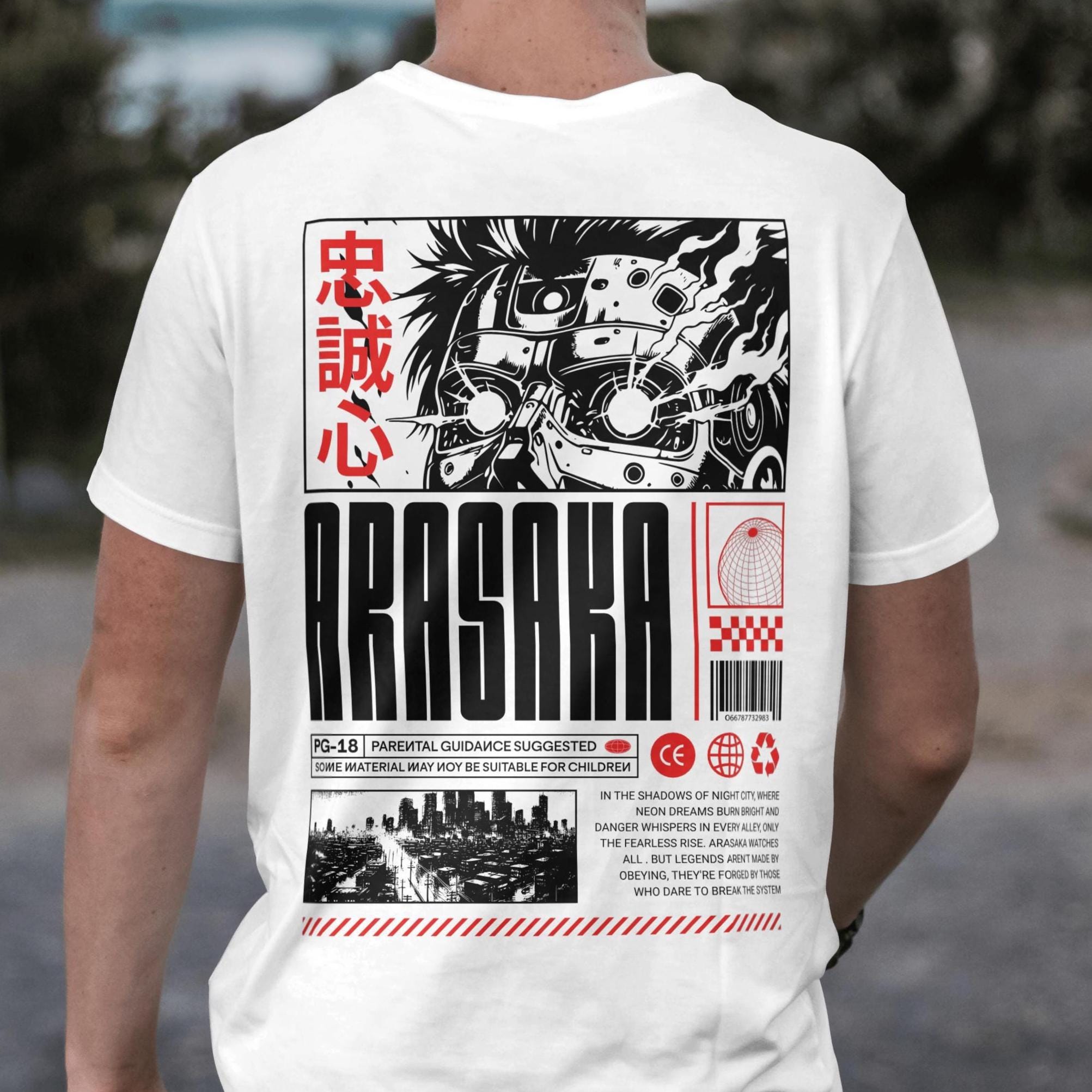 トップス arasaka Arasaka Tshirt Tshirt Cyberpunk Ninja Style Game Shirt Cosplay or