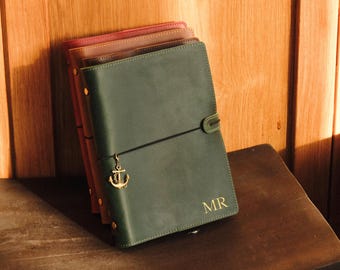 Personalized Leather Planner Cover A5 A6, Refillable 6-Ring Journal Binder, Travelers Notebook, Daily Planner 2026, Gift for Her & Him