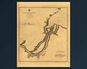Roanoke-Flusskarte von 1864 – Historische Karte des Roanoke River in North Carolina – Antike Seekarten-Grafik