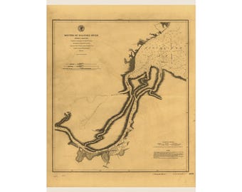 Roanoke-Flusskarte von 1864 – Historische Karte des Roanoke River in North Carolina – Antike Seekarte (mattes Poster)