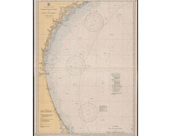 Seekarte von Charleston Light nach Cape Canaveral (1947) – Historische Karte von Charleston Light nach Cape Canaveral – Mattes Poster einer alten Seekarte