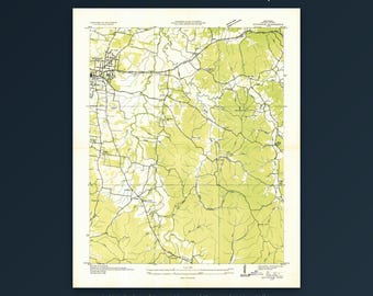 Savannah-Karte als Kunstdruck | Historische Savannah-Karte von 1936 | Wandbild aus Tennessee | Alte topografische Karte als digitaler Download