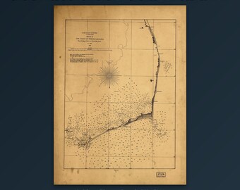 Küstenkarte von North Carolina, 1861 – Historische Wandkarte der Küste von North Carolina – Antike Seekartengrafik