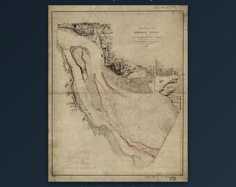 Potomac-Flusskarte von 1871 – Historische Karte des Potomac River in Washington D.C. – Antike Seekarten-Grafik