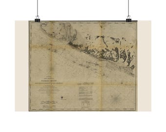 Florida-Riffkarte von 1864 – Vintage-Wandbild mit Karte der Florida-Riffe – Antike Seekarte (mattes Poster)