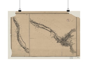Ohio-Flusskarte von 1881 – Vintage-Wandbild mit Karte des Ohio-Flusses – Antike Seekarte, mattes Poster