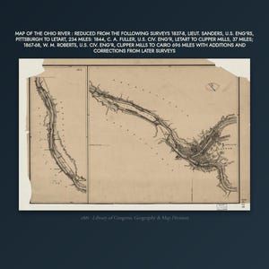 Carte de la rivière Ohio : réduite d'après les relevés de 1837-1838, Lieutenant - Carte marine restaurée - Affiche à imprimer - Téléchargement numérique