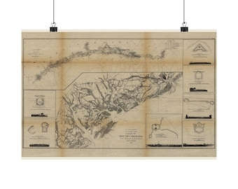 Seekarte der Küste von South Carolina (Druck) | Karte der Küste von South Carolina | Seekarte als Wandbild | Mattes Poster