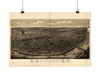 Stadtplan von St. Louis (Kunstdruck) | Historische Karte von St. Louis (1895) | Wandbild aus Missouri | Antiker Stadtplan in Vogelperspektive (mattes Poster)