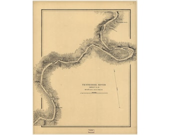 Tennessee-Flusskarte von 1865 – Vintage-Wandbild mit Karte des Tennessee River – Antike Seekarte (mattes Poster)