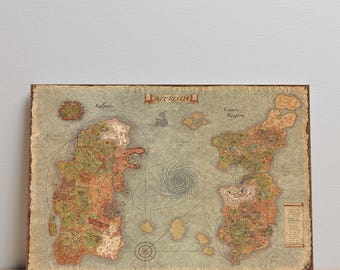 Poster della mappa di Azeroth, stampa murale di World of Warcraft, stampa su tela senza cornice, regalo per giocatori