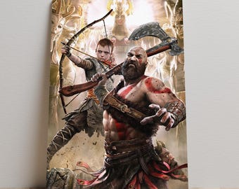 Póster de God of War, arte mural de Kratos, impresión en lienzo sin marco, decoración de videojuegos, regalo para gamers