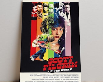Póster de Scott Pilgrim contra el mundo, arte mural de película, impresión en lienzo sin marco, póster de película para regalar