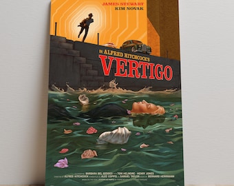 Vertigo Poster, James Stewart Wall Art, Unframed Canvas Print, Home Decor, Film Poster Gift