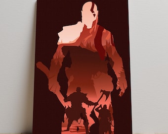 Póster de God of War, arte mural de Kratos, impresión en lienzo sin marco, decoración de videojuegos, regalo para gamers