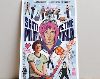 Póster de Scott Pilgrim contra el mundo, arte mural de película, impresión en lienzo sin marco, póster de película para regalar