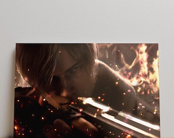 Resident Evil 4 Poster, Leon Kennedy Wall Art, Unframed Canvas Print, Gamer Wall Decor