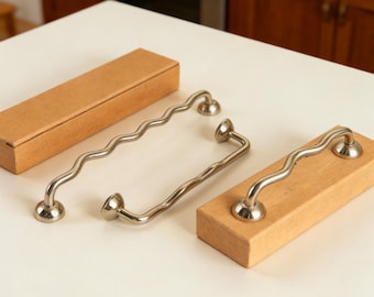 Polished Wavy Cabinet Handles/Kitchen Cabinet Wave Twist Pulls/Wavy Handle/Kitchen Pulls/Wardrobe Cabinet Pulls/Cabinet Hardware