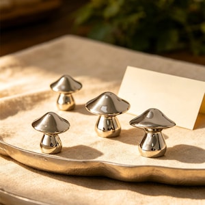 チタンシルバー製マッシュルーム型キャビネットノブ／キッチンキャビネットノブ／不規則なマッシュルーム型プル／ワードローブキャビネットプル／ドレッシングテーブル用金具ノブ