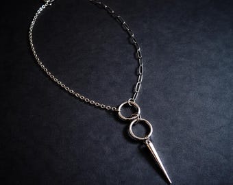 Cold Intent – Minimalist Stainless Steel Spike Necklace, 17” Lobster Clasp - Gothic - Vamp - Statement
