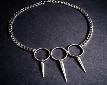 Iron Halo – Gothic Spike Choker Necklace, Stainless Steel Adjustable 17–19” Lobster Clasp