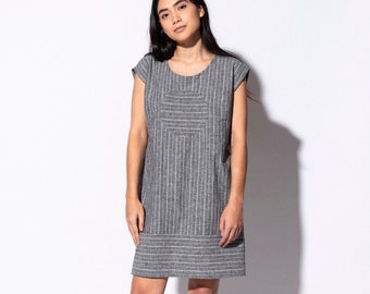 Railroad Circle Dress - Hemp + Organic Cotton - Gray Stripe