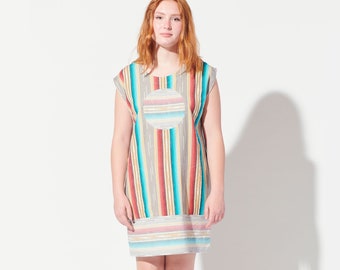 Railroad Circle Dress - Sandy Stripe