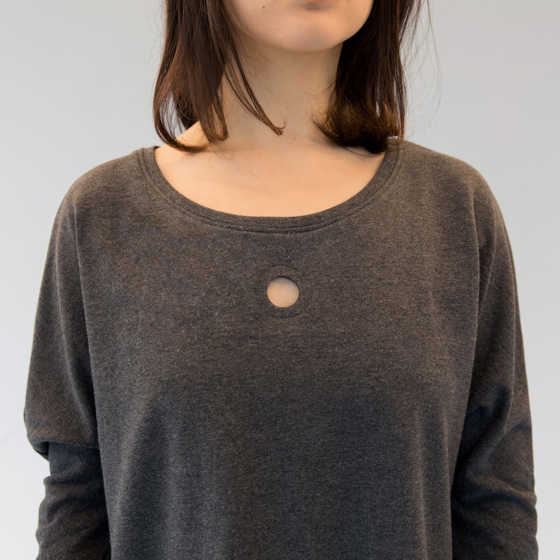 Hole Punch Sweatshirt Charcoal Grey French Terry image 2