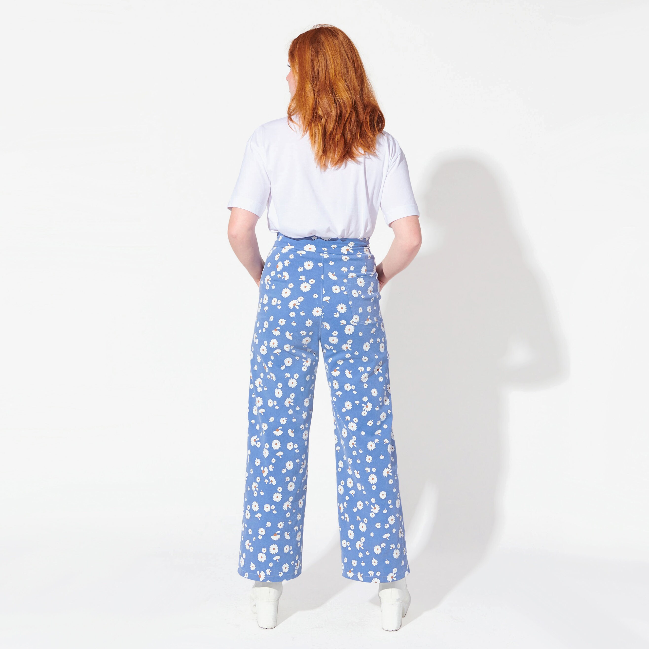 Daisy Wide Leg Jeans Blue Floral High Waisted Pants - Etsy