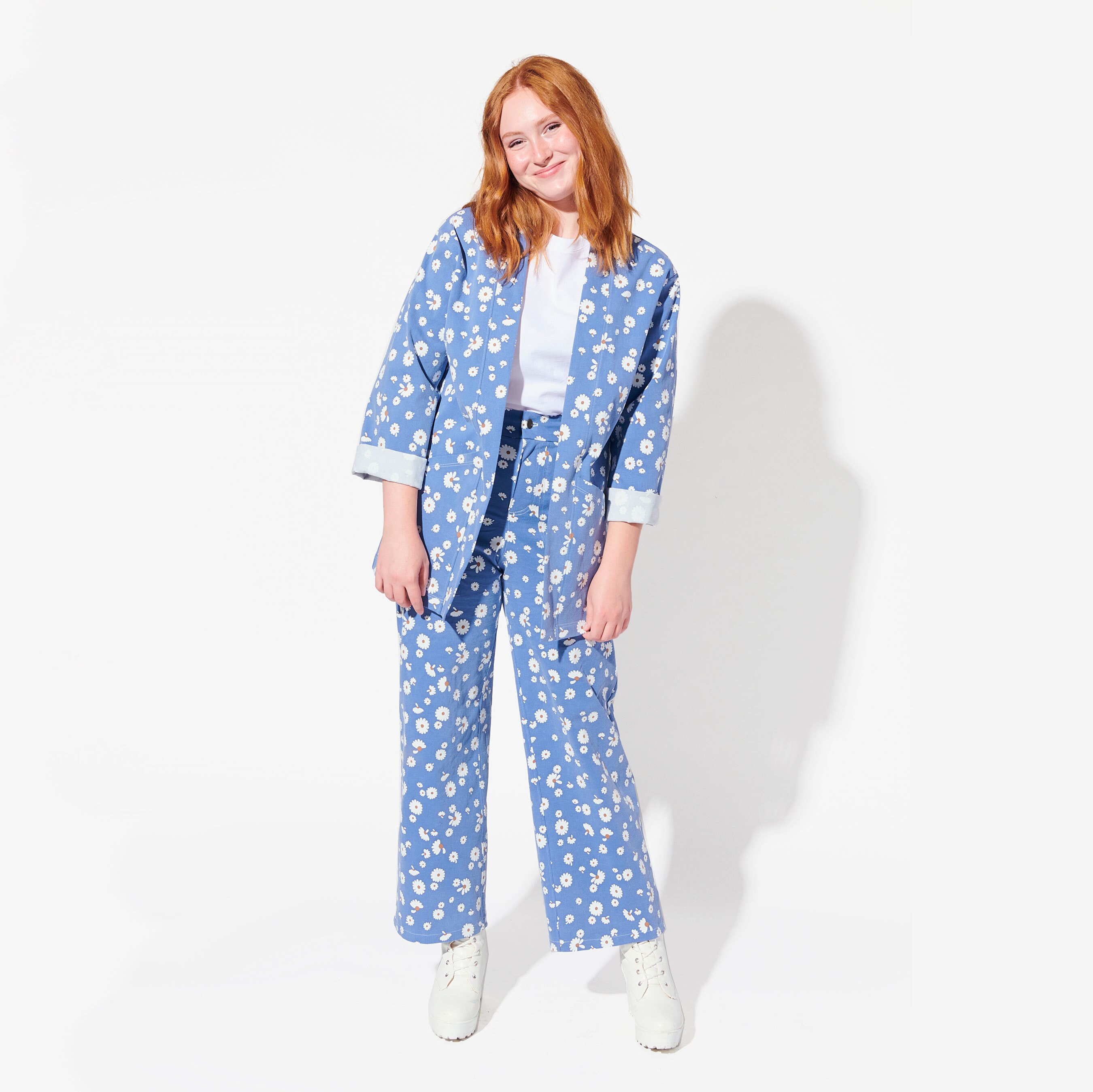 FISH & KIDS　DAISY FLOWERS PANTS  BLUE