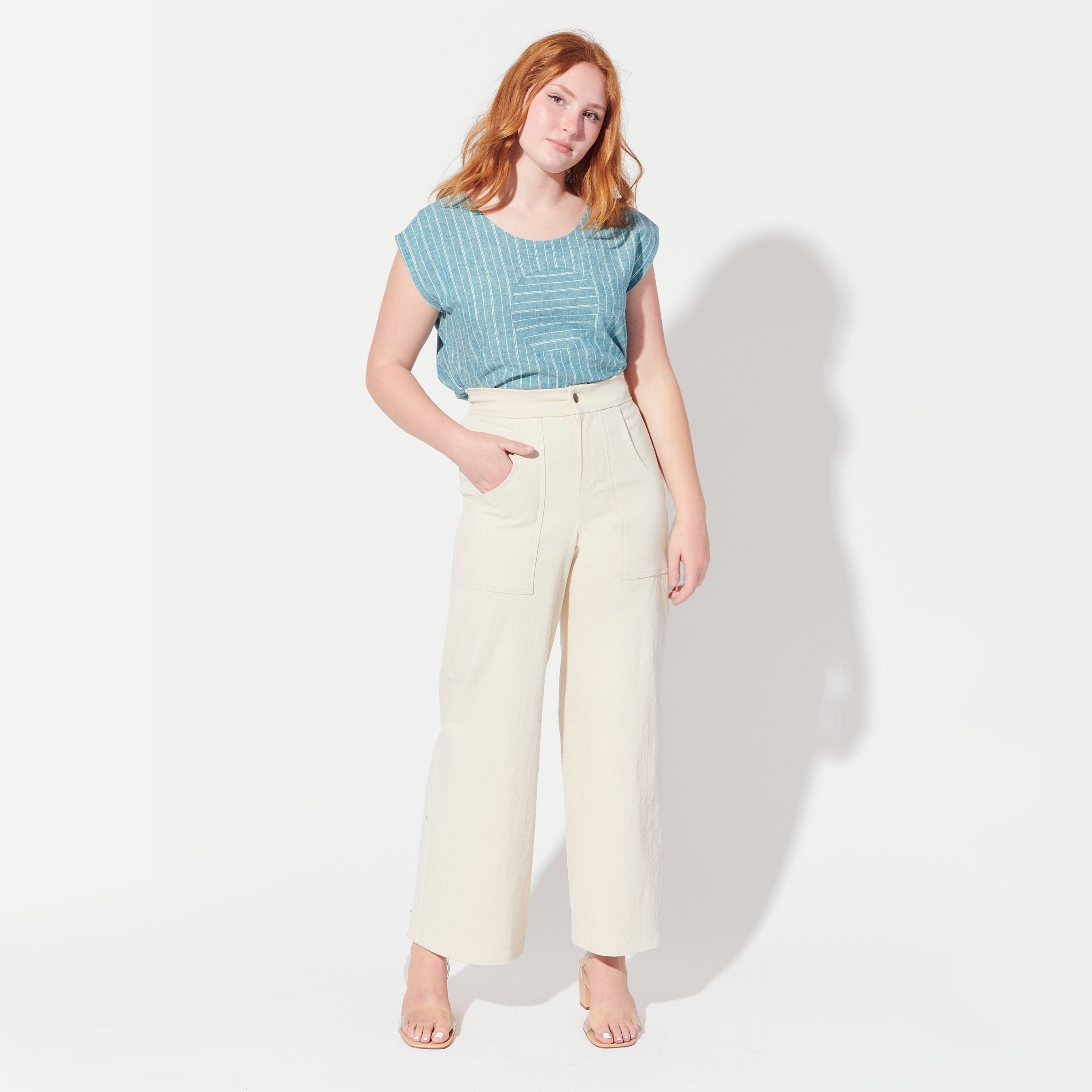 Bergie Jeans | High Waisted Cream Denim Wide Leg Pants Made in Portland, Oregon