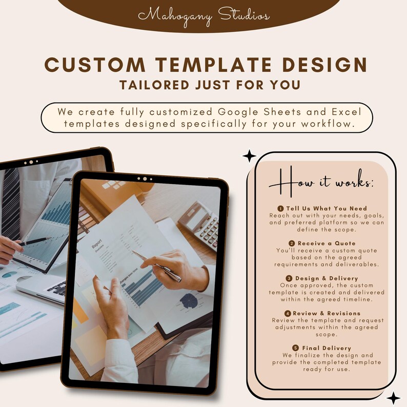 Real estate agent tax planner template for Google Sheets/Excel on tablets, featuring commission tracker and deduction checklist