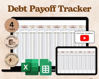 Debt Payoff Tracker Excel Google Sheets Debt Snowball Avalanche Budget Planner Template