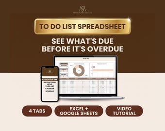 To Do List Spreadsheet: Google Sheets and Excel Task Tracker, Calendar, Hourly Schedule Planner