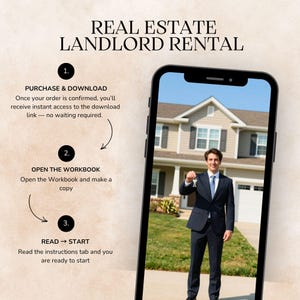 Landlord Spreadsheet Google Sheets Excel, Rental Income Sheet Tracker, Multi Unit Rentals Bookkeeping Profit and Loss Payment Ledger