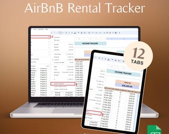 Airbnb Income Spreadsheet Google Sheets Light Mode Host Expense Tracker Short Term Rental Bookkeeping Profit Loss Rental Property Finance