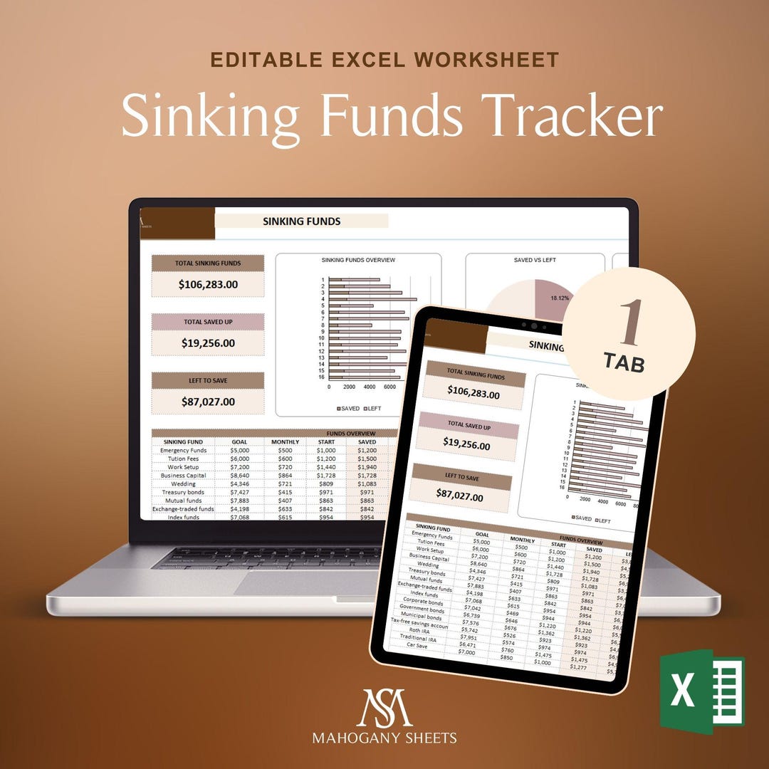 Savings Tracker Spreadsheet Excel Light Mode Sinking Funds Planner ...