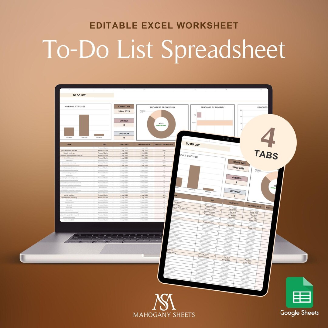 Task Tracker Google Sheets: Daily, Weekly, Monthly Planner With ...