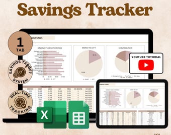 Savings Tracker Spreadsheet Excel Google Sheets Sinking Funds Planner Savings Goal Tracker (Digital Download)