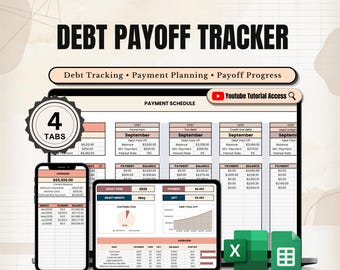 Debt Payoff Tracker Google Sheets Excel, Debt Snowball Sheet Planner, Mortgage Student Loan Payoff System Avalanche Balance Calculator