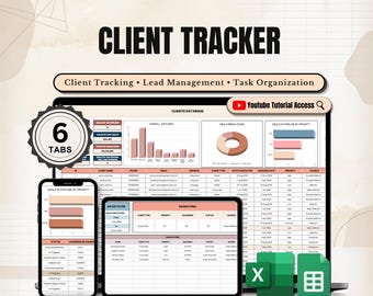 Client Tracker Google Sheets Excel, Client Database Simple CRM Template, Sales Pipeline Lead Management Follow Up Tracker Contact Sheet